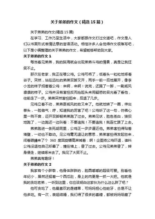 关于弟弟的作文（精选15篇）