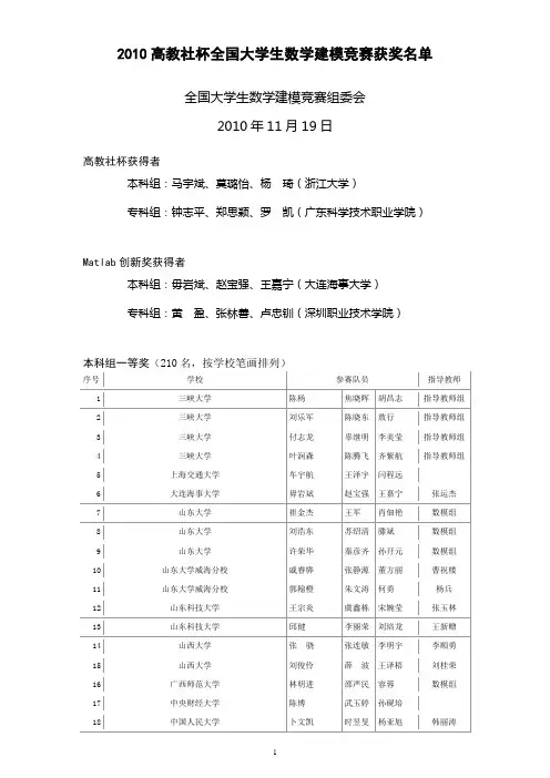 全国赛成绩[2010最终稿