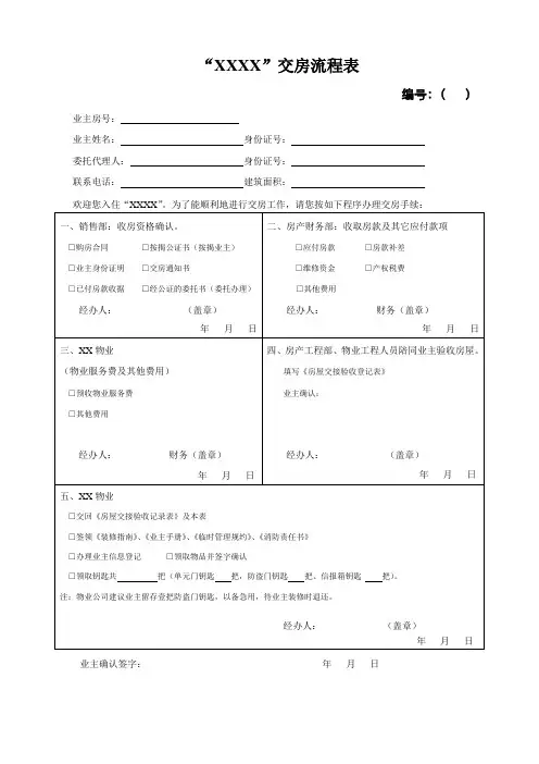 交房流程表