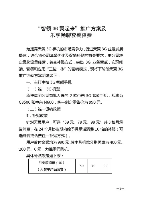 话费网络”推广方案及乐享畅聊套餐资费