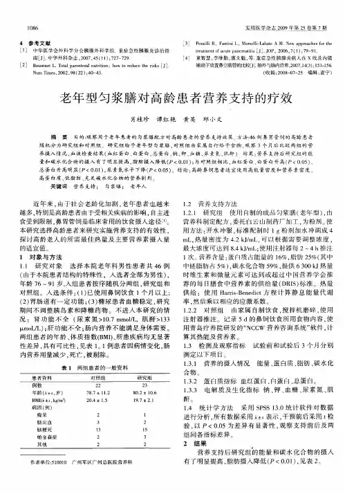 老年型匀浆膳对高龄患者营养支持的疗效