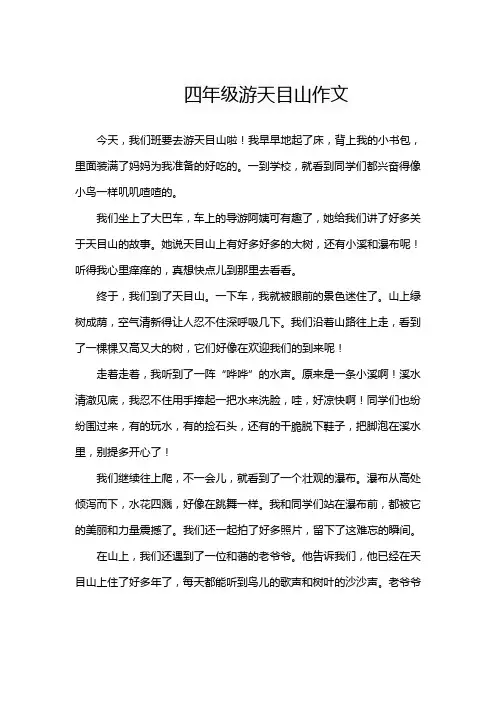 四年级游天目山作文