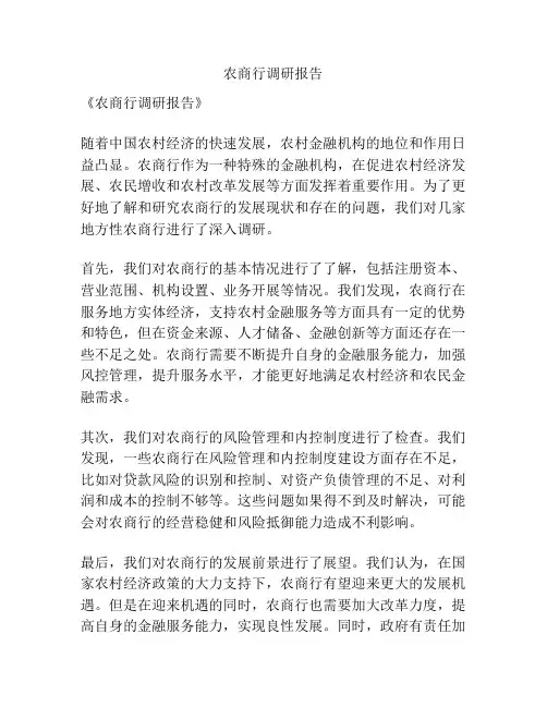 农商行调研报告