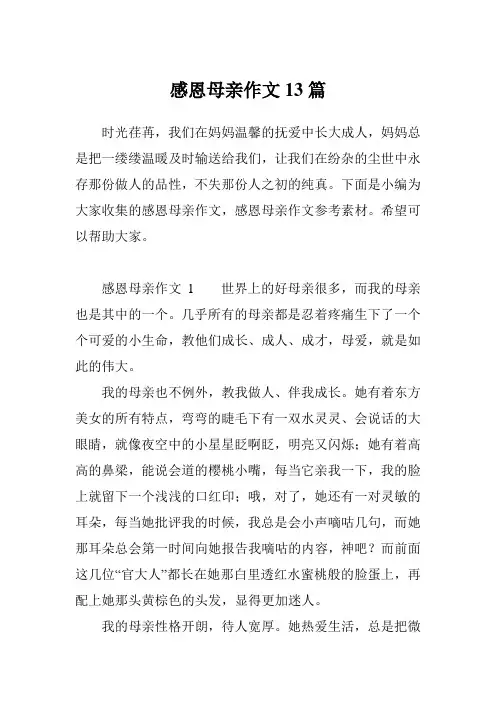 感恩母亲作文13篇