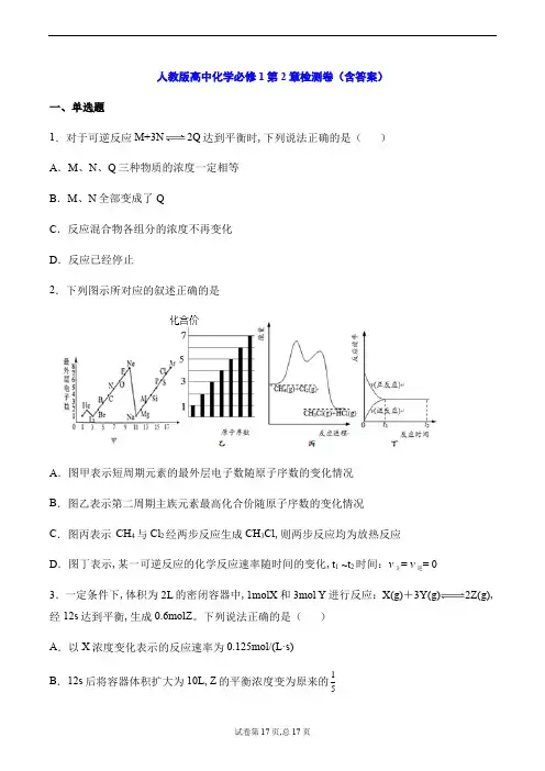 人教版高中化学必修1第2章检测卷(含答案)
