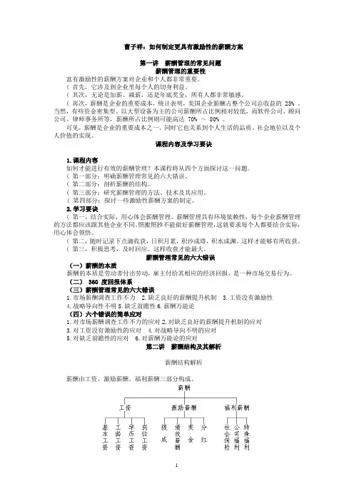 曹子祥：如何制定更具有激励性的薪酬方案