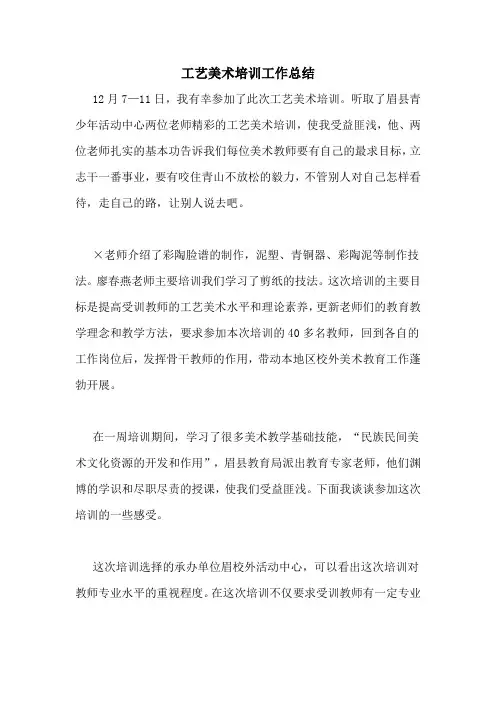 工艺美术培训工作总结
