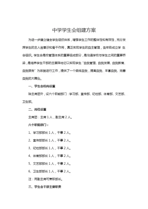 中学学生会组建方案
