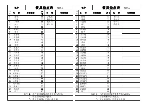 包房盘点表正确版