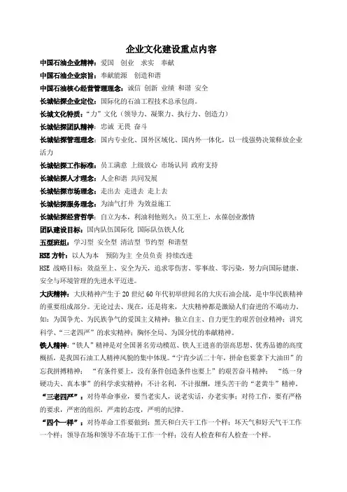 企业文化建设重点内容