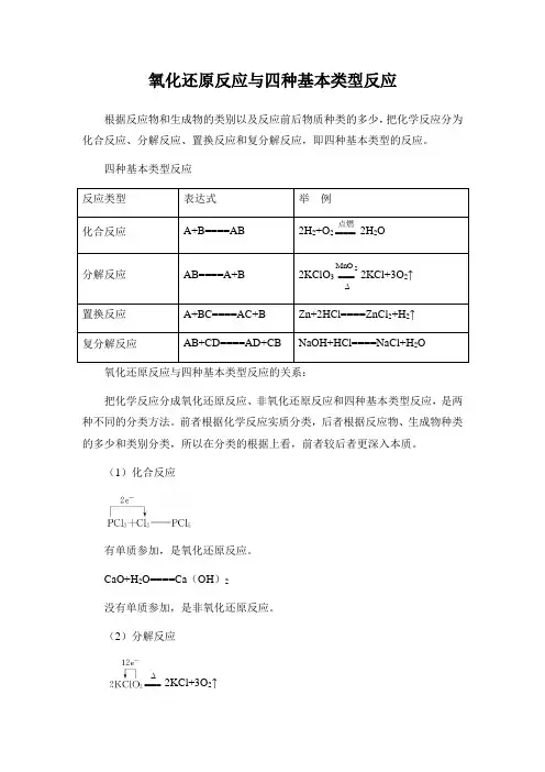 氧化还原反应与四种基本类型反应