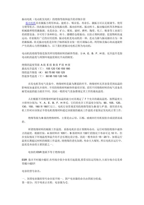 振动电机(电动机发电机)的绝缘等级和温升的详细介绍