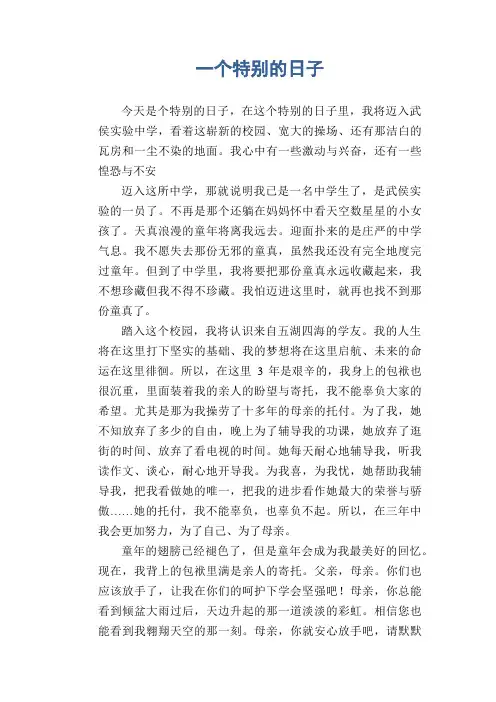初中生满分作文：一个特别的日子