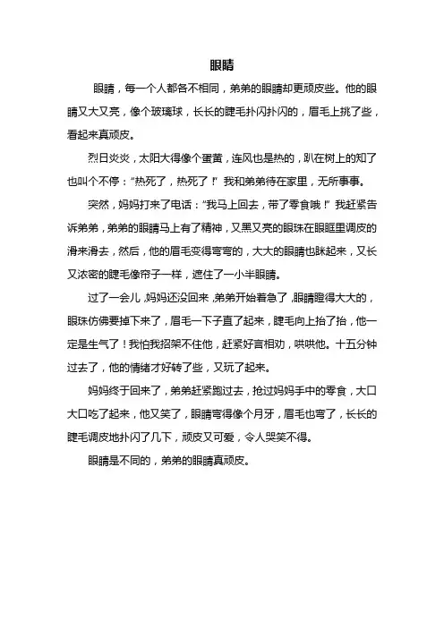 五年级作文：眼睛作文400字
