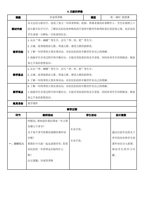 识字四田家四季歌