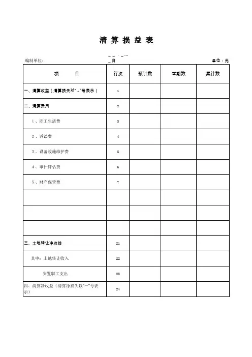 清算财产表