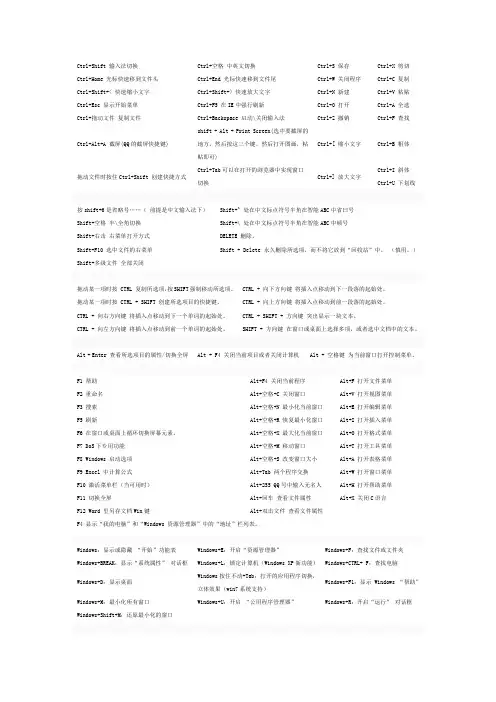 电脑快捷键使用大全
