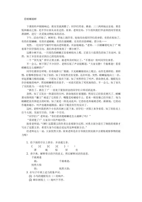 小学六年级语文复习资料八 阅读练习题.doc