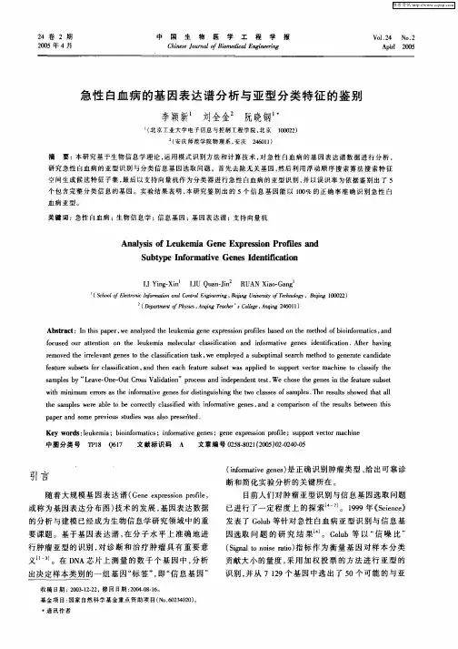 急性白血病的基因表达谱分析与亚型分类特征的鉴别