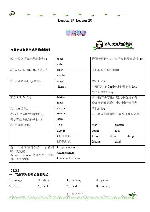 新概念英语一 Lesson19-20 语法讲解：名词单复数变形