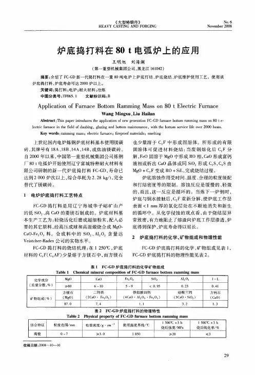 炉底捣打料在80t电弧炉上的应用