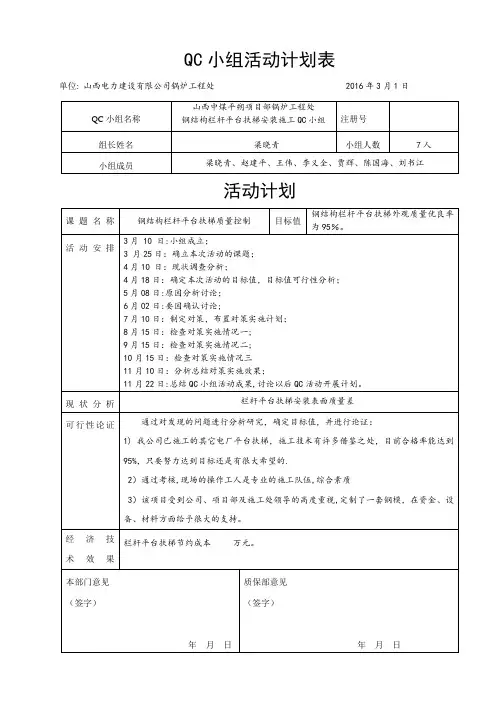 QC小组活动计划表【范本模板】