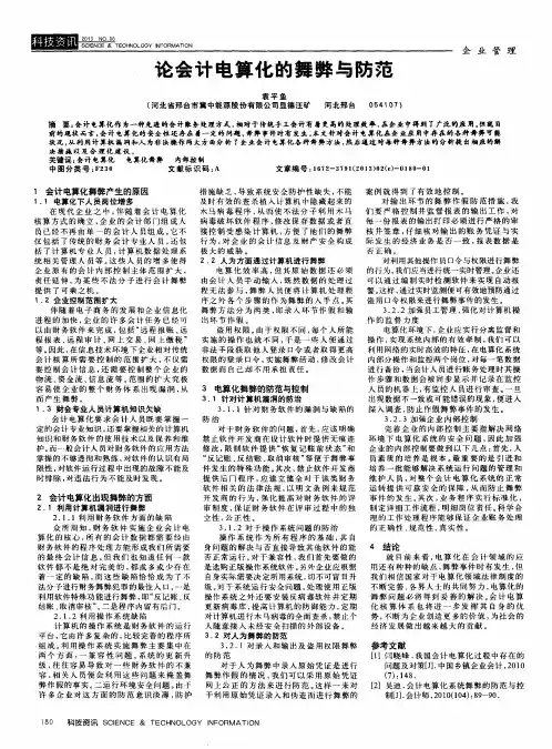 论会计电算化的舞弊与防范
