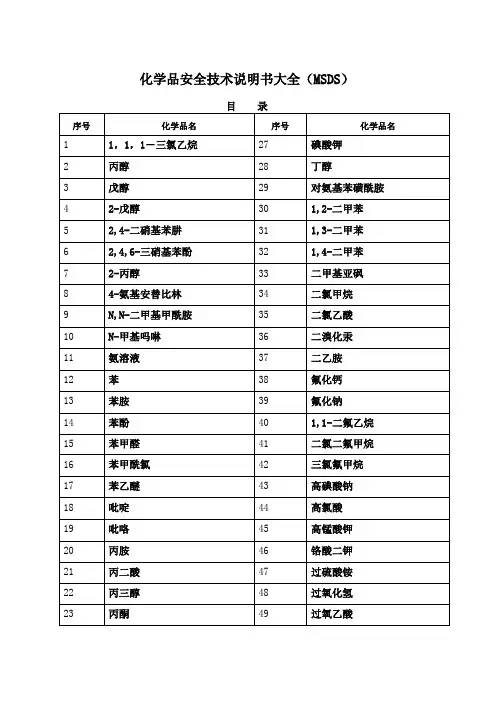 化学品安全技术说明书大全msds