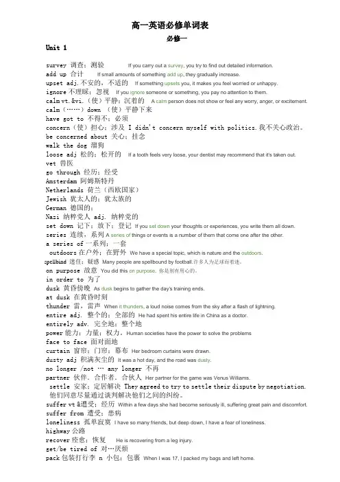 高一英语必修单词表1