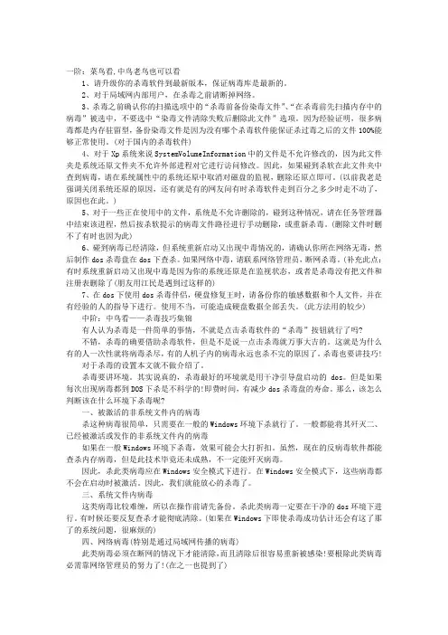 杀毒技巧总结