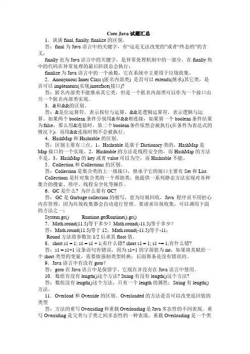 CoreJava120面试题目