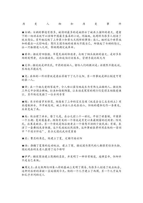 中国历史重要的历史人物和事件