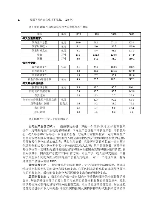 电大国民经济核算网上作业2