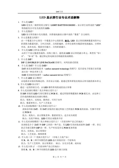 LED行业专业术语中文