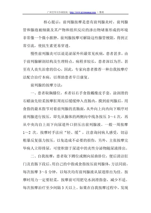盲目乱做前列腺按摩有风险