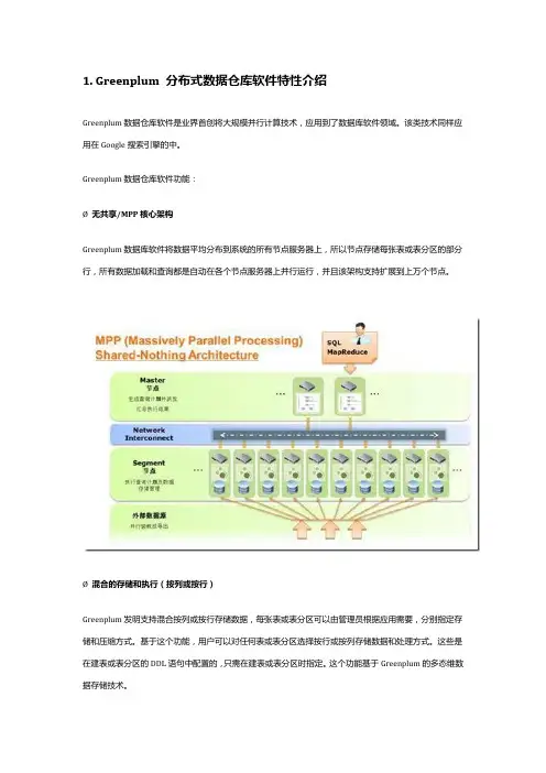Greenplum 分布式数据仓库软件特性介绍