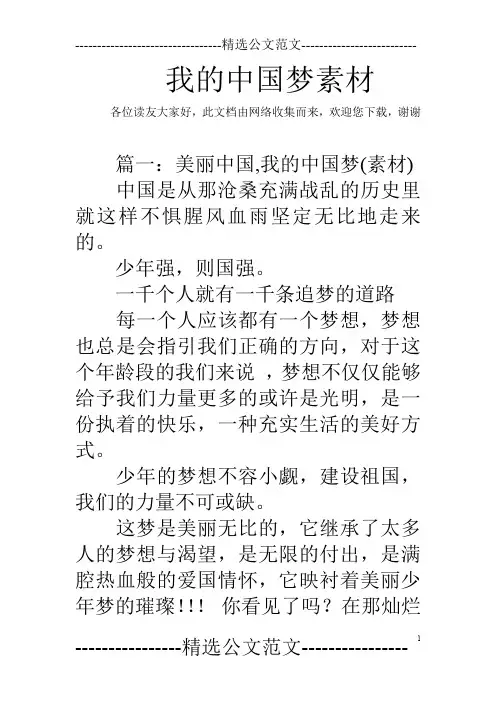 我的中国梦素材