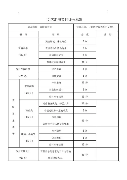 文艺汇演节目评分规范标准.docx