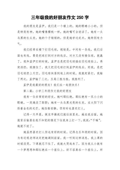 三年级我的好朋友作文250字_作文