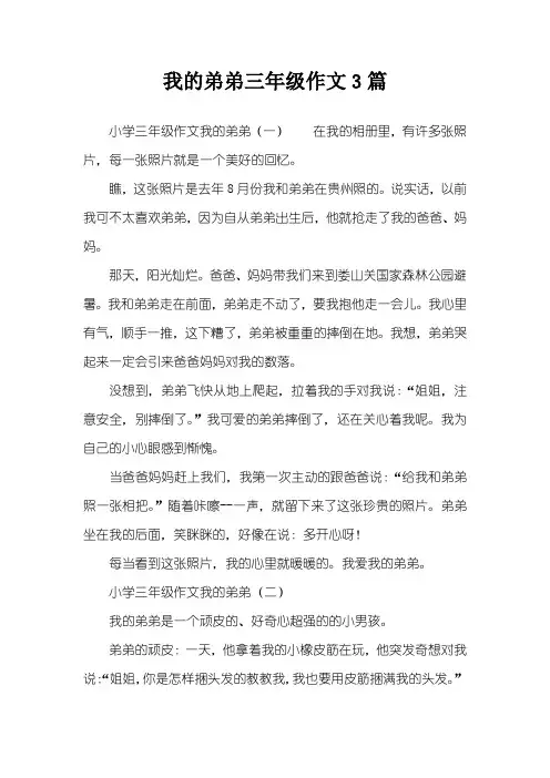 我的弟弟三年级作文3篇