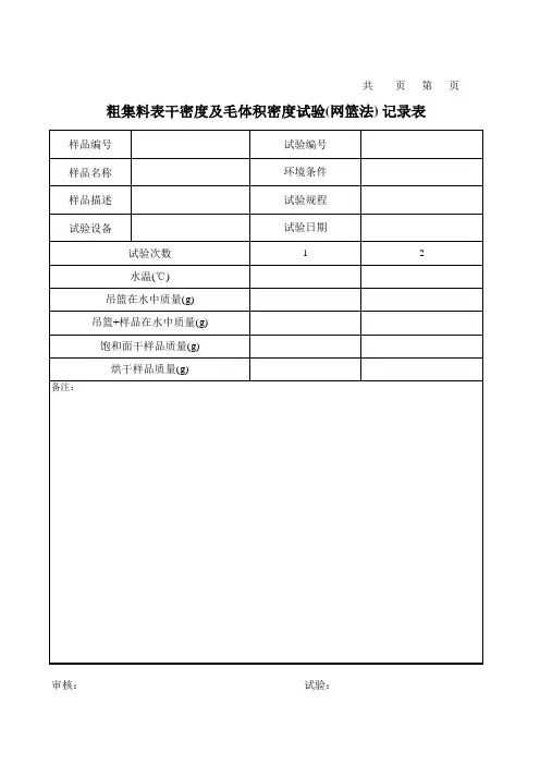 粗集料表干密度及毛体积密度试验
