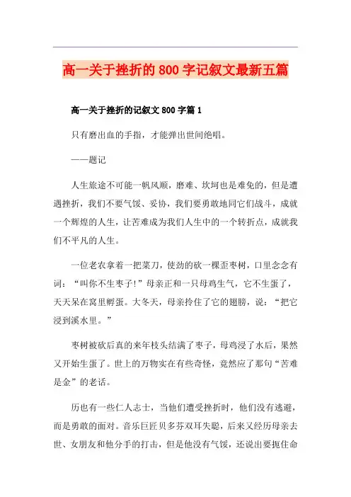 高一关于挫折的800字记叙文最新五篇