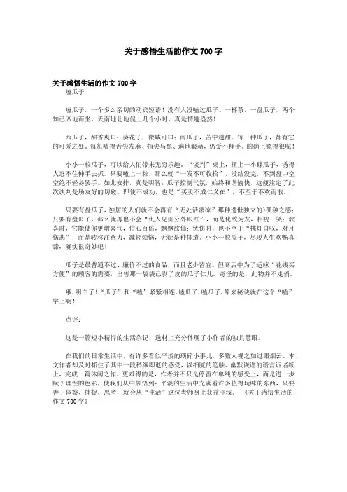 关于感悟生活的作文700字