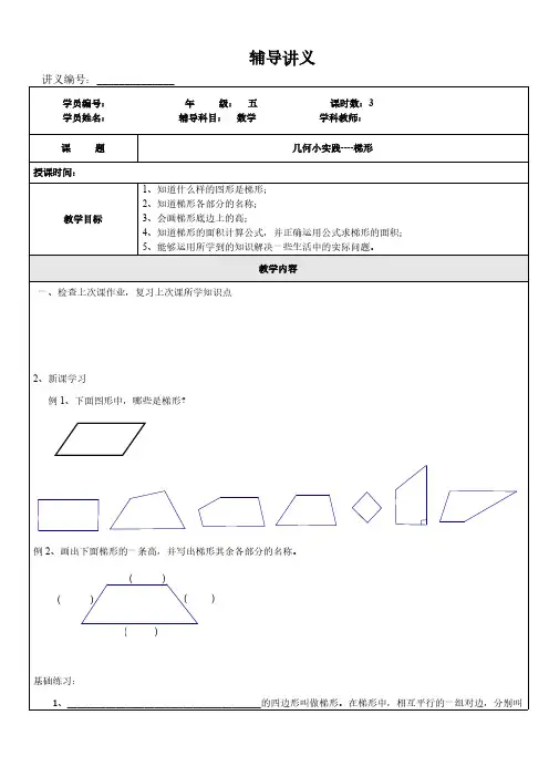 (沪教版)五年级上册数学讲义-同步培优：几何小实践(二)