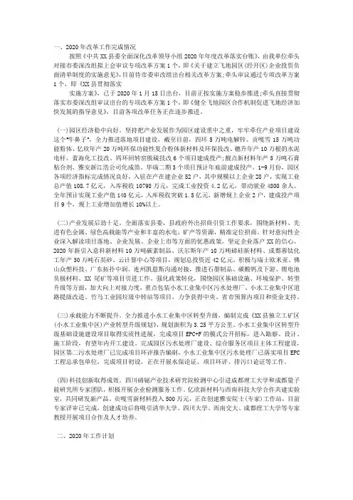 全面深化改革2020年工作总结和2020年工作计划.docx