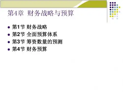 第4章：财务战略与预算