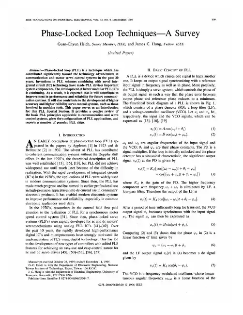 A++--Phase-locked loop techniques-A survey