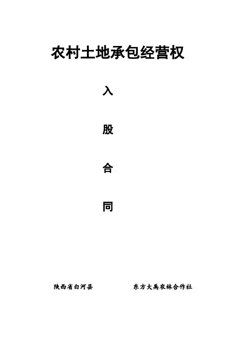 农村承包土地入股分红合同 2