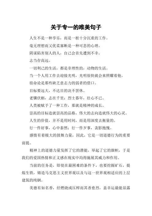 关于专一的唯美句子