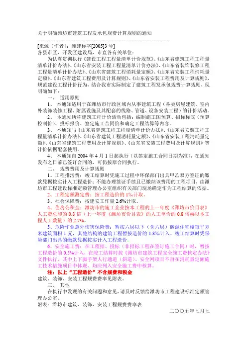 潍建标字[2005]3号